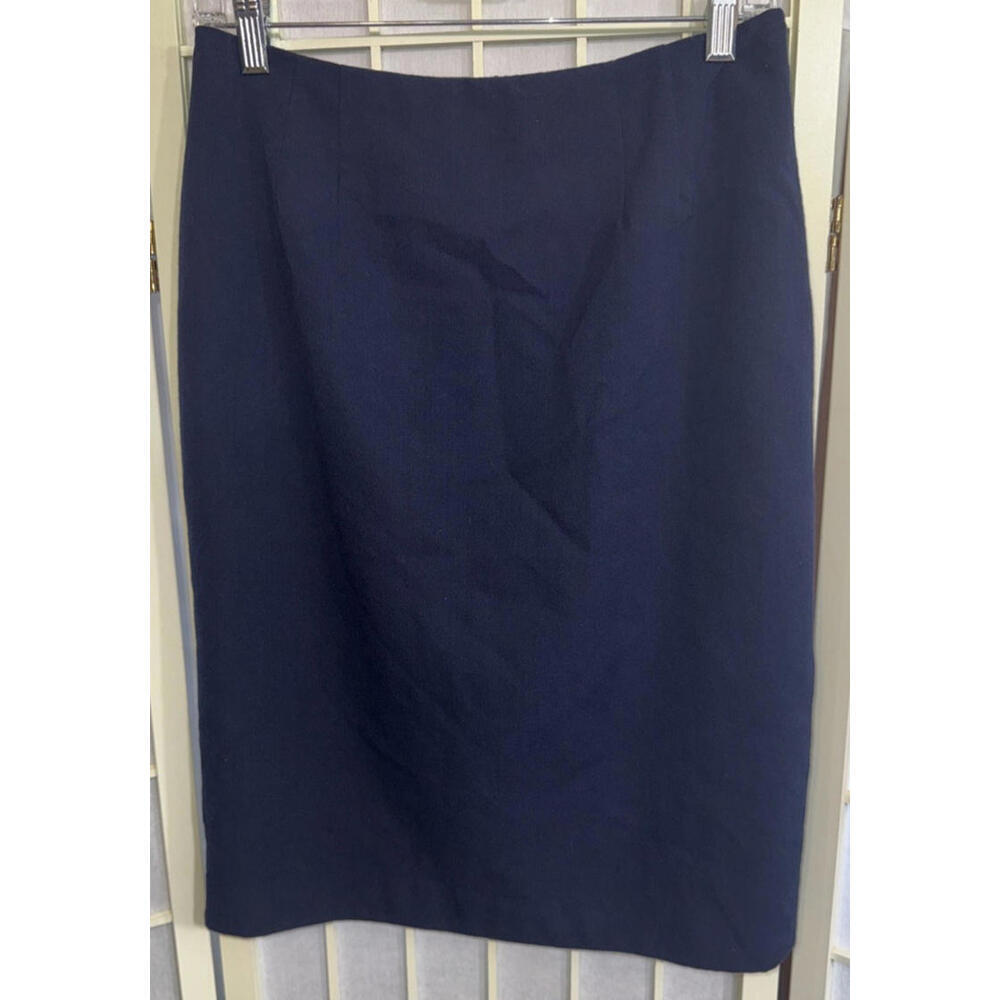 Pendleton Savvy Stretch Virgin Wool Skirt Navy Business Career Designer Luxury 6
